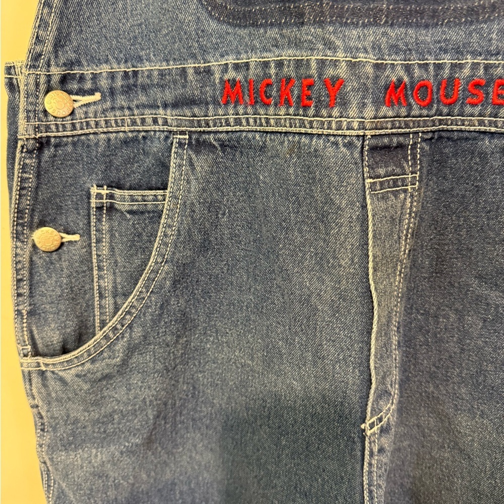 vintage Disney "Mickey Unlimited" denim shortalls Large - Picture 3 of 9